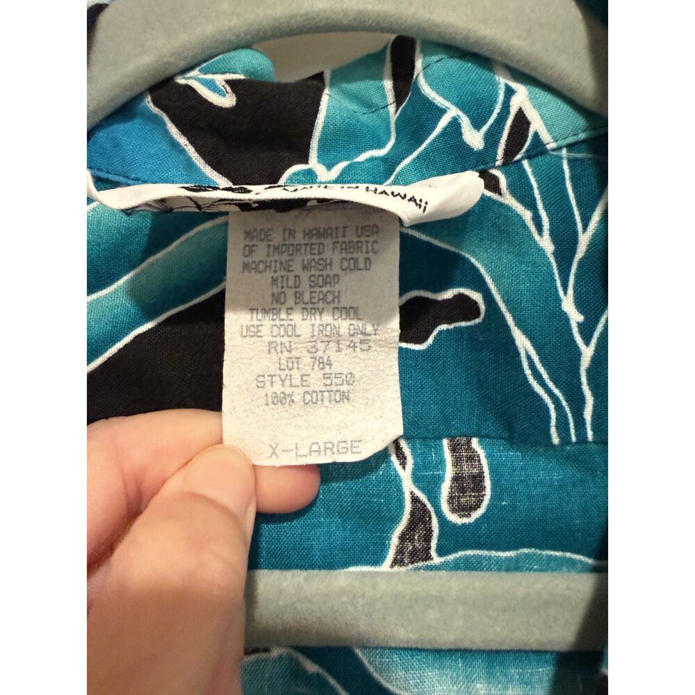 Men's Vintage Hawaiian Hilo Hattie Shirt – Tropical Leaf Print – Size XL